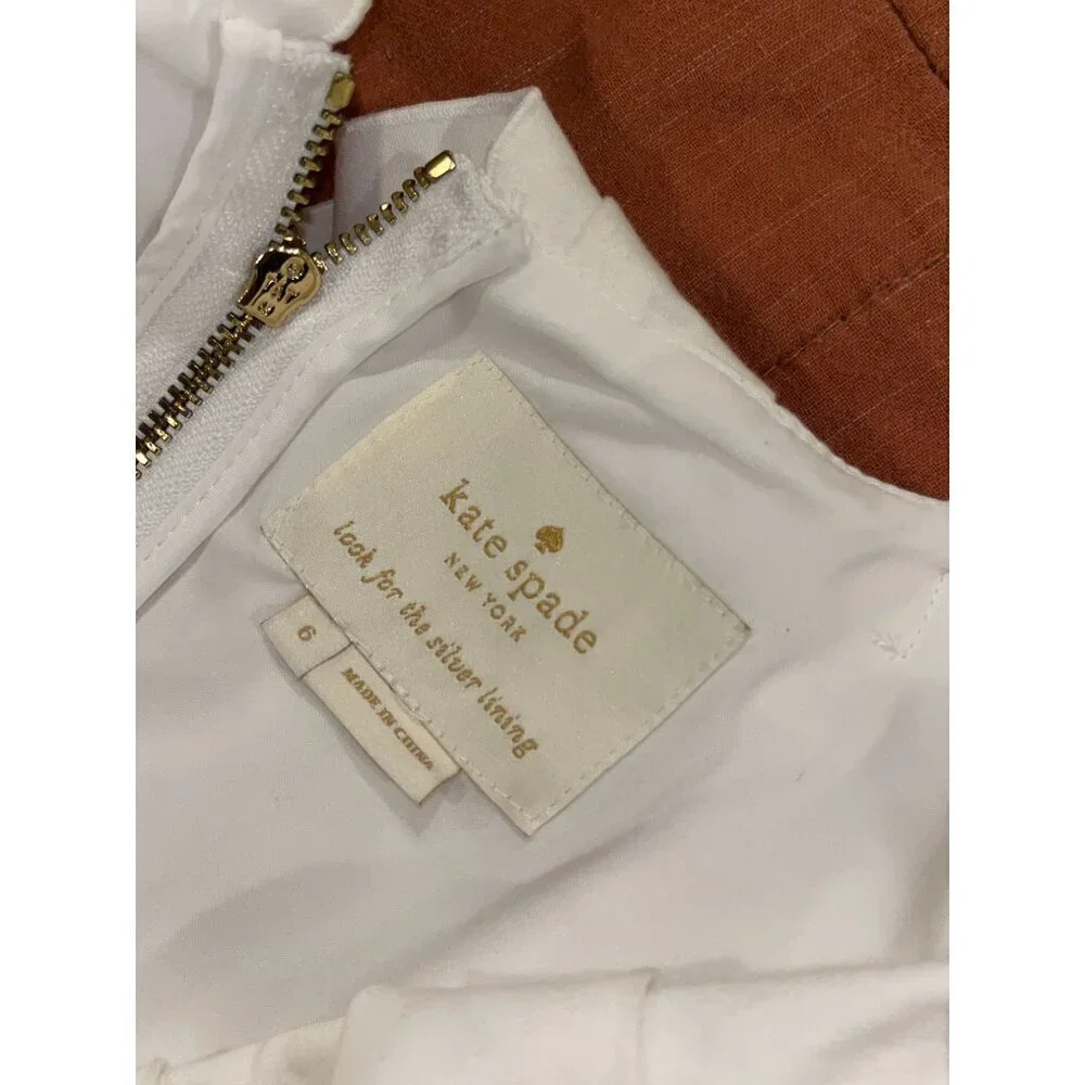 Kate Spade White V-Neck Ruffle Neck Sleeveless Fit & Flare Short Dress Women's S
